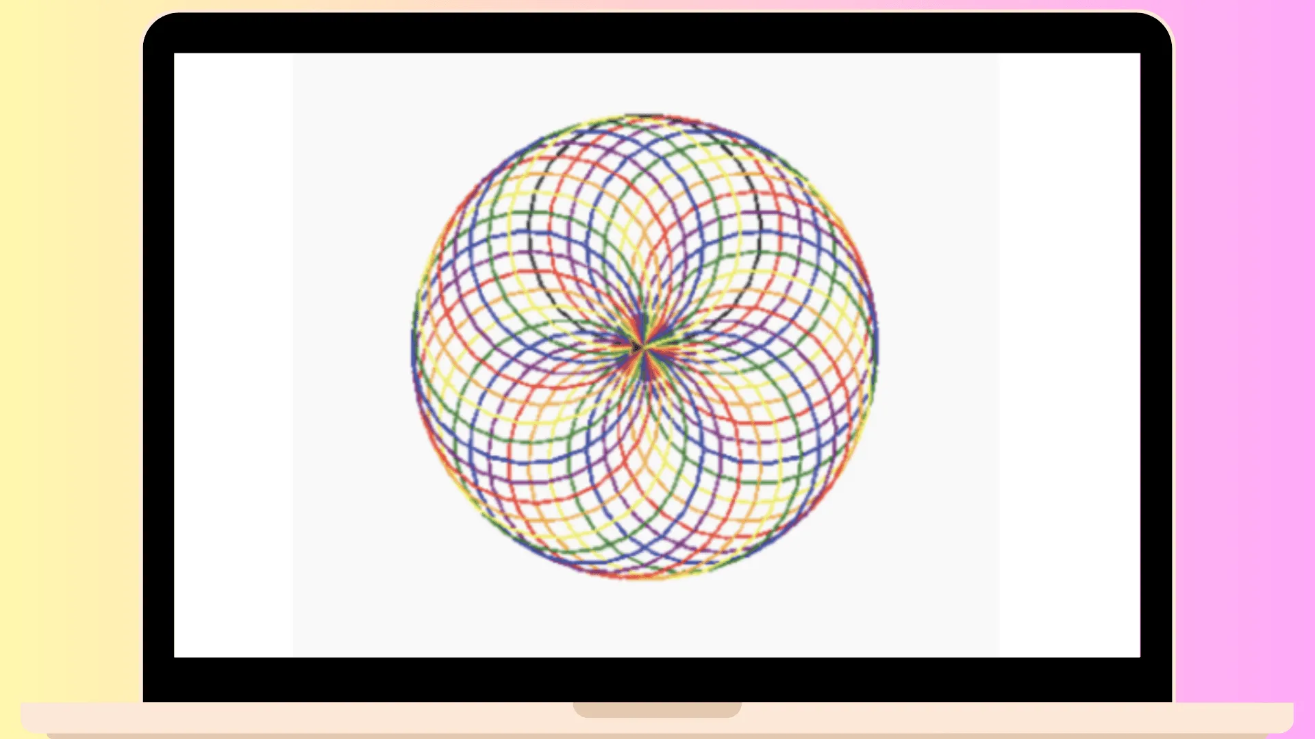 A multicolored spirograph drawn with Python's Turtle library